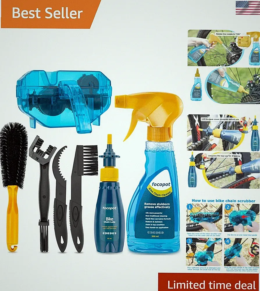 All-in-One Bicycle Cleaning Set - Chain Lubricant, Degreaser & Tools Included