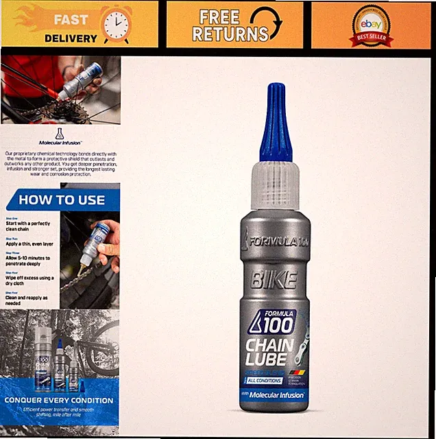All-Weather Bike Chain Lube - 50ml Lubricant for Bicycles & E-Bikes, Reduces Fri